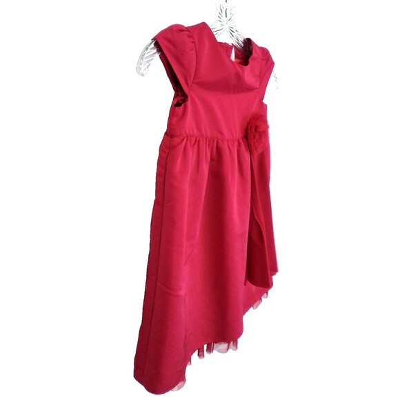 Baby Gap Girl's Short Sleeve High Round  Neckline Satin Feel Red Dress Size 5 - Picture 4 of 7